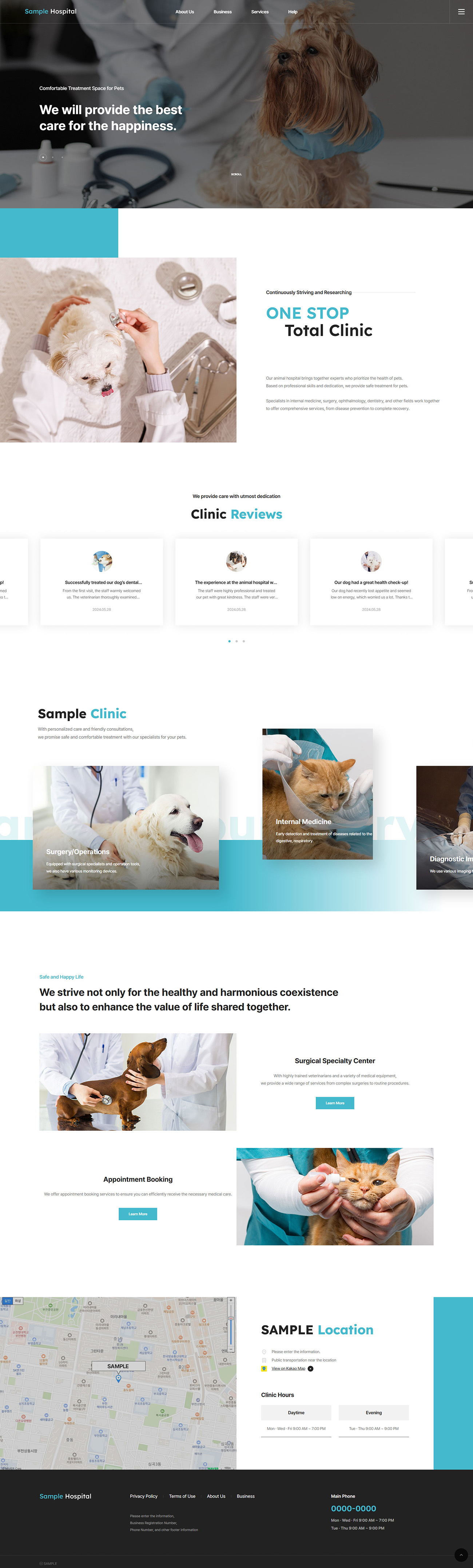 Veterinary Clinic Website Template Animal Hospital Pet Care Responsive UI UX