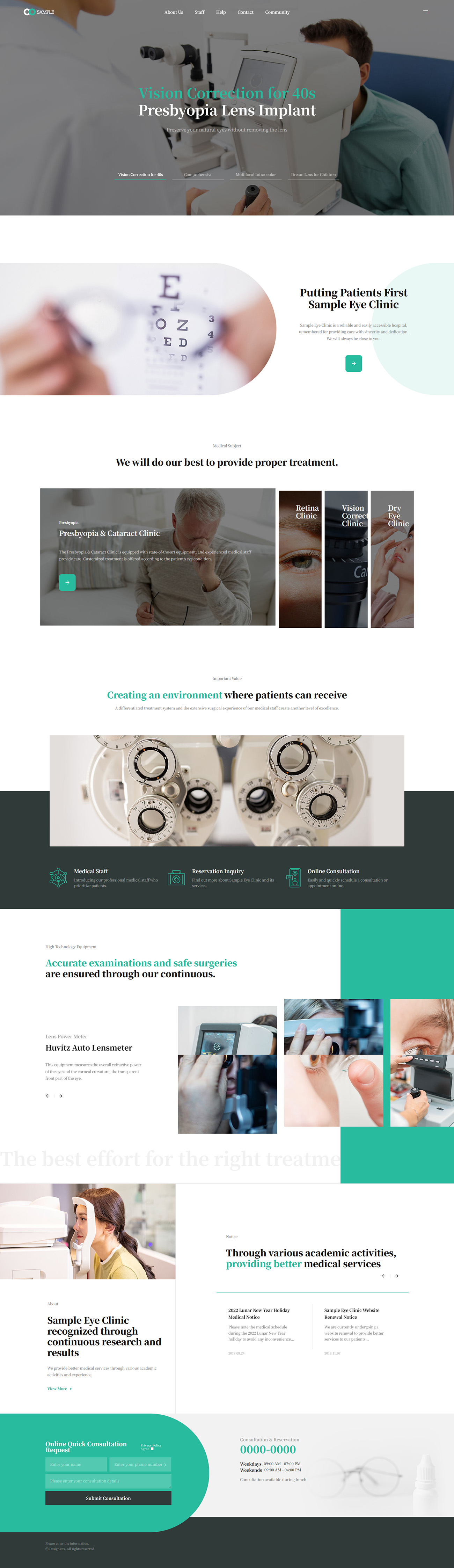 Eye Clinic Website Template Vision Correction Ophthalmology Medical Responsive UI UX