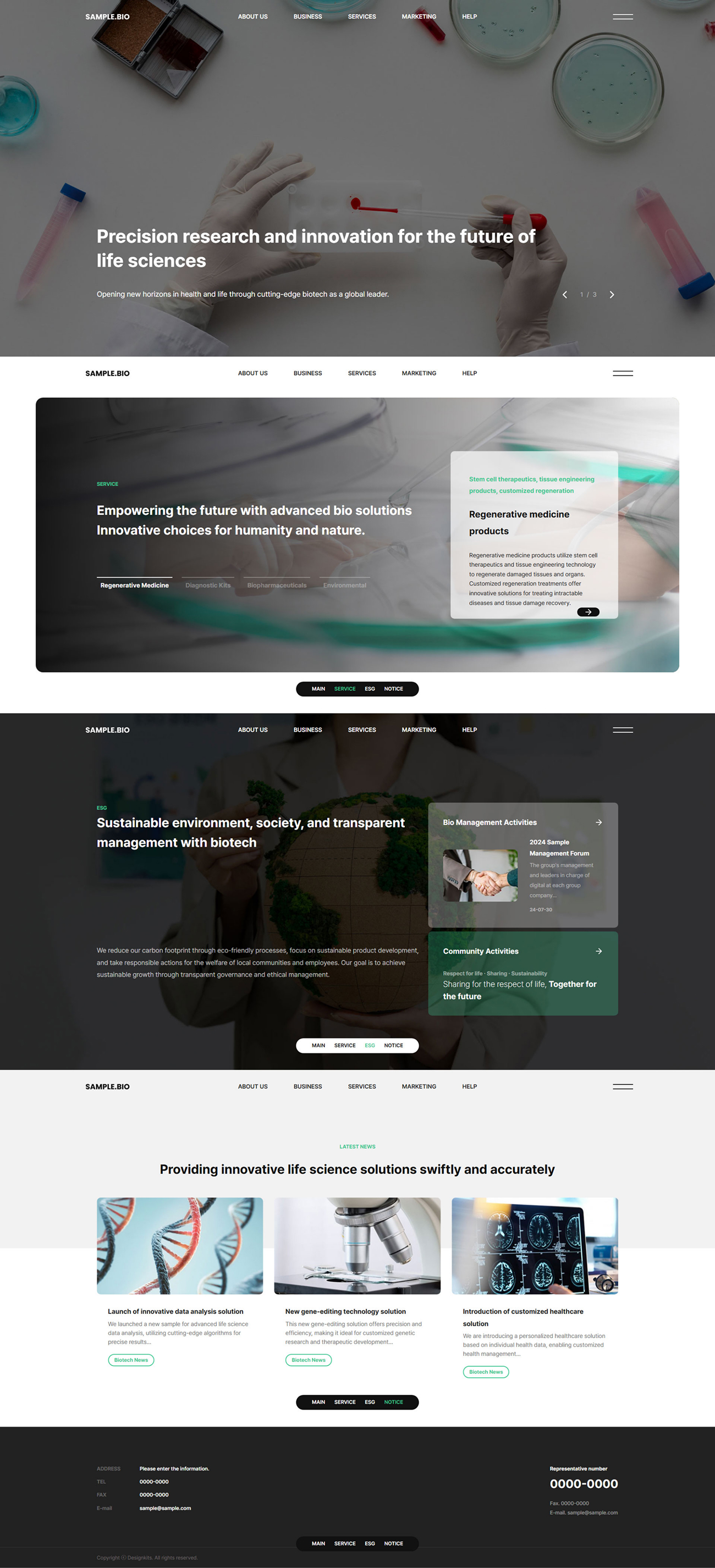 Biotechnology Website Template Life Science Healthcare Research Responsive UI UX