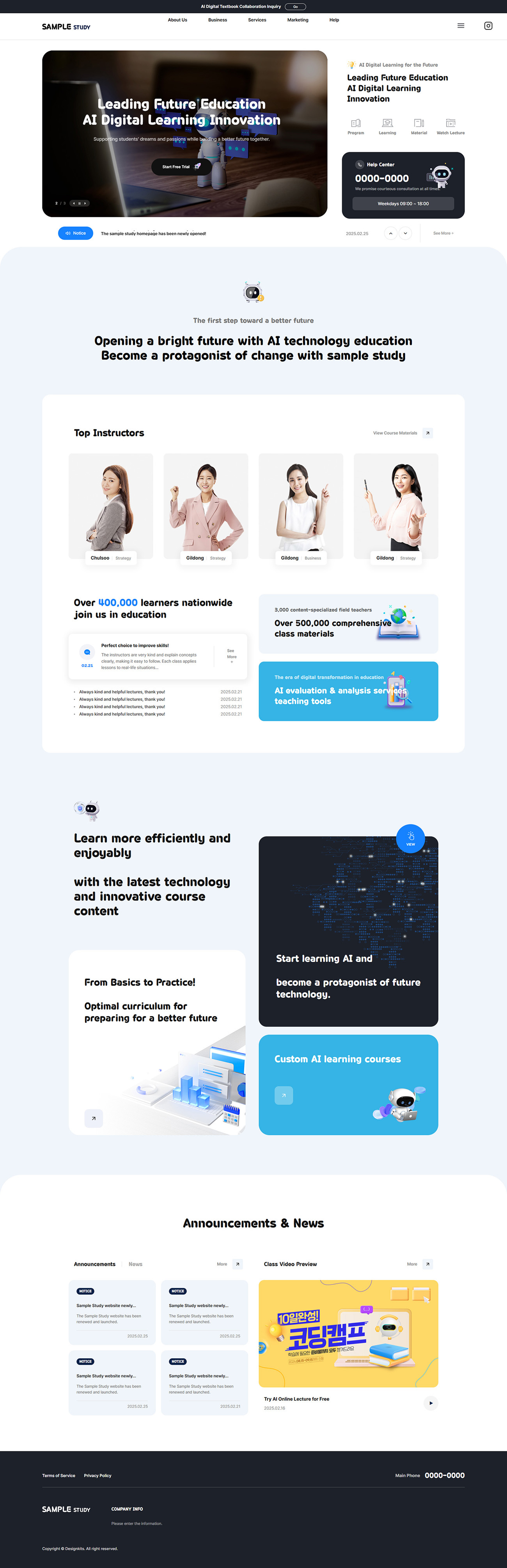 AI Education Website Template Digital Learning Academy Online Course Responsive UI UX