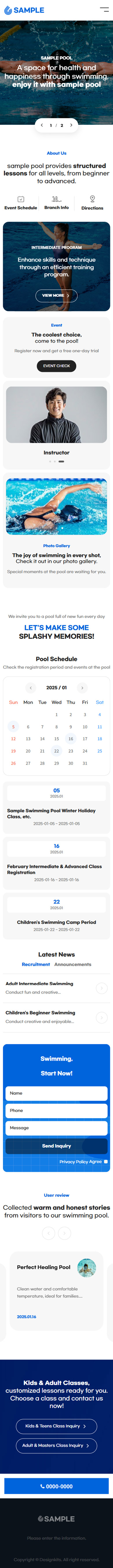 Swimming Pool & Academy Website UI Template mobile product image