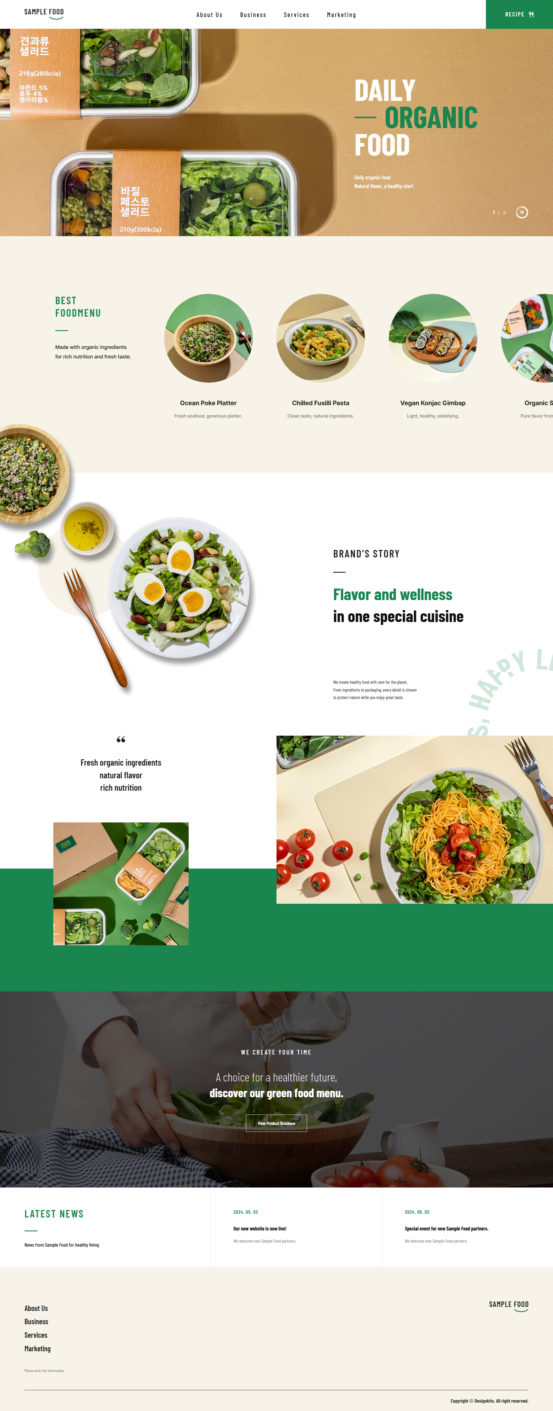 Healthy Meal Website Template Organic Food Responsive UI UX