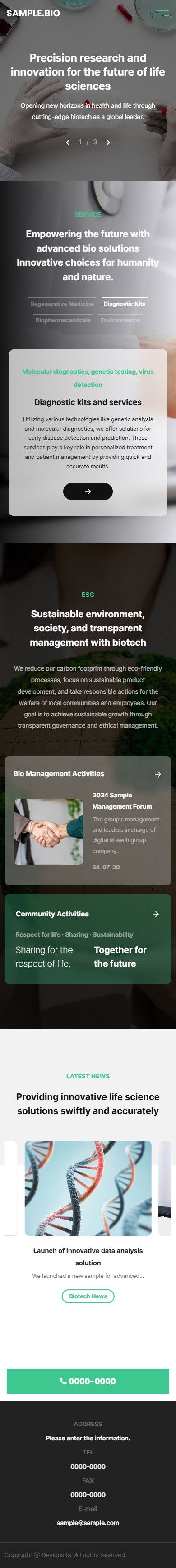 Biotechnology Website Template Life Science Healthcare Research Responsive UI UX mobile product image