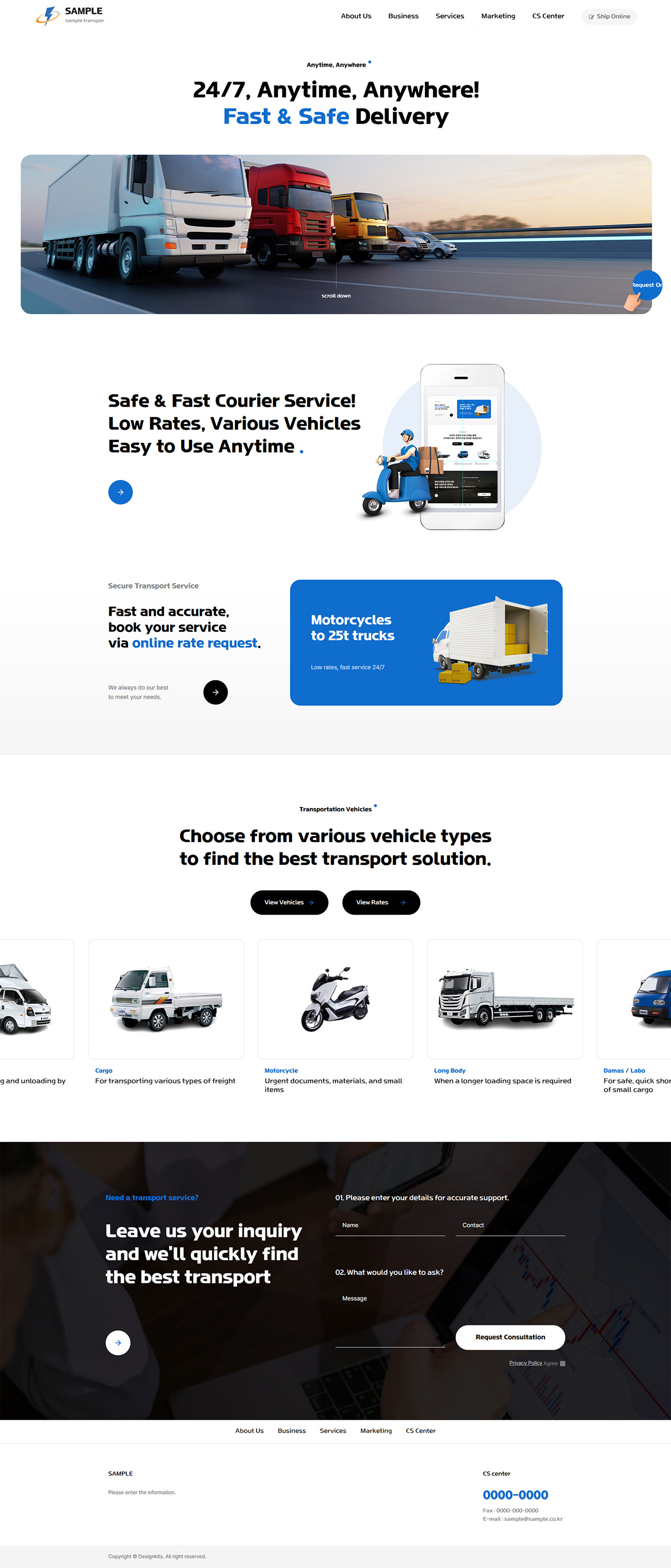 Courier & Transport Service Website UI Template