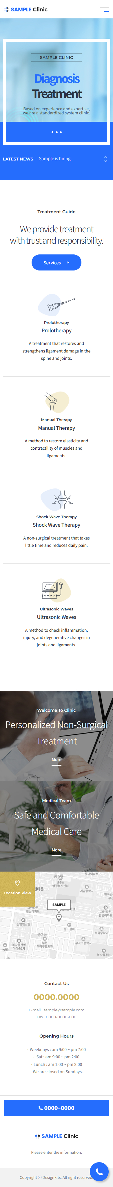 Medical Treatment Clinic Website UI Template mobile product image