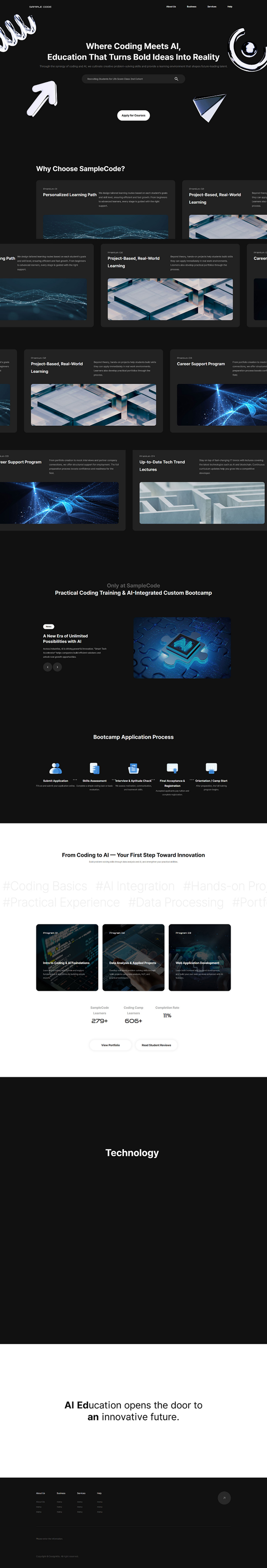 AI Education Website Template Coding Bootcamp Learning Platform Responsive UI UX