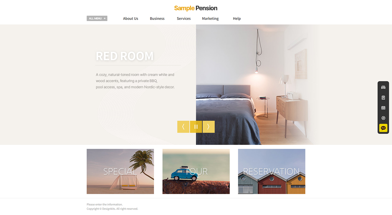 Minimal Accommodation & Room Showcase Website HTML Template