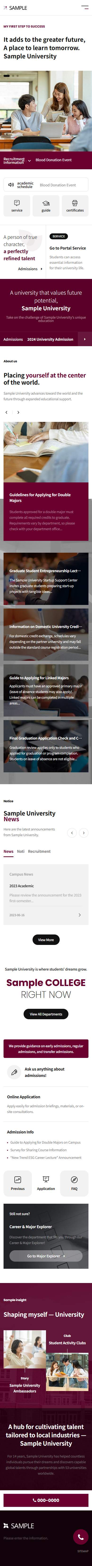 University Website Template College Education Responsive UI UX mobile product image