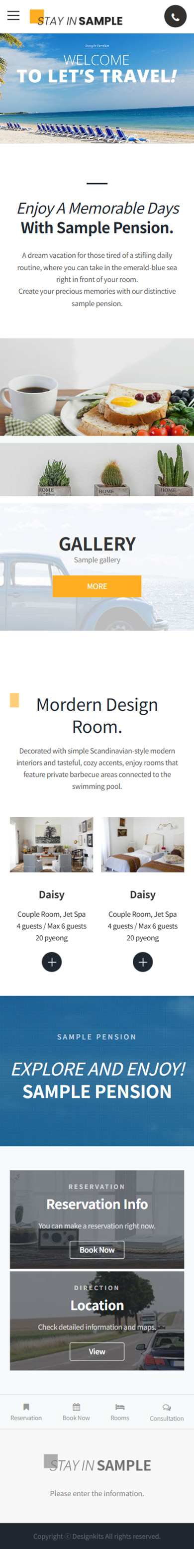 Accommodation Travel Resort Website HTML Template mobile product image