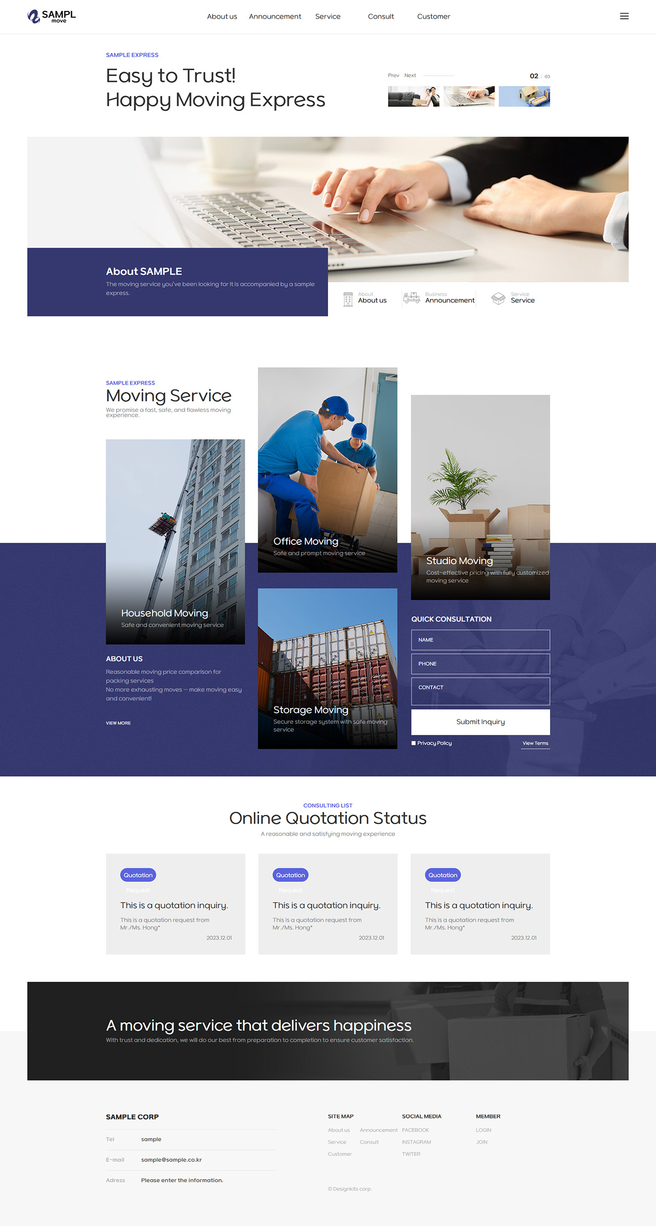 Moving Service & Logistics Company Website UI Template