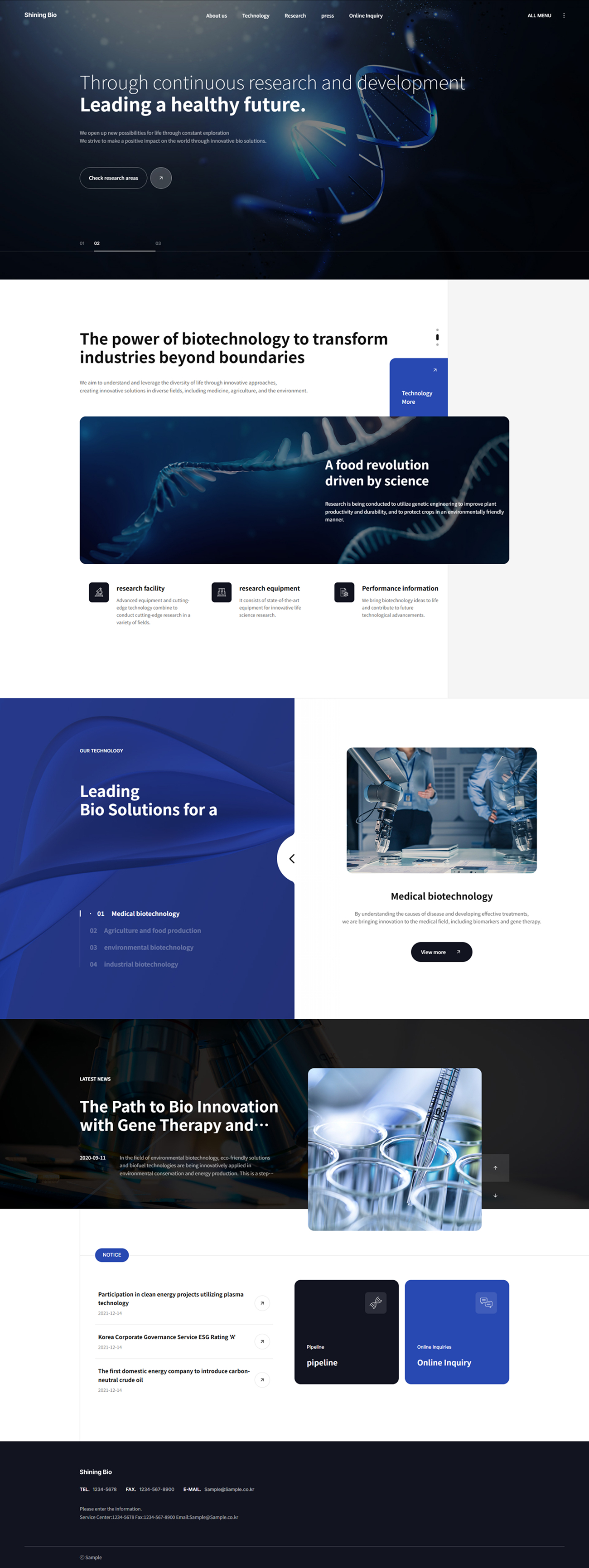 Biotechnology & Healthcare Research Website UI Template