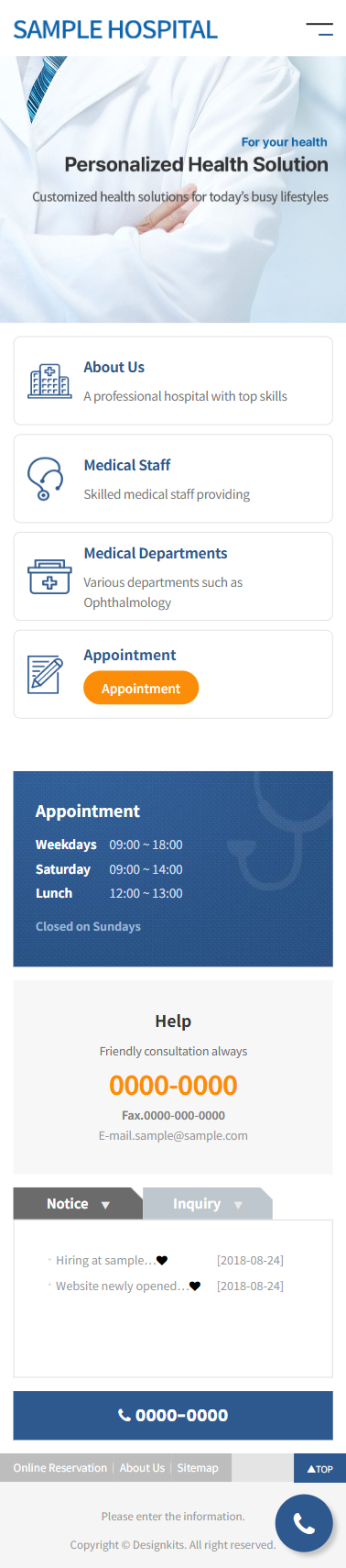 Hospital Appointment & Medical Services Website HTML Template mobile product image