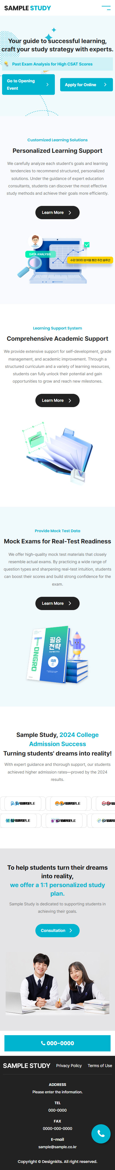 Education Website Template Academy Learning Center Responsive UI UX mobile product image