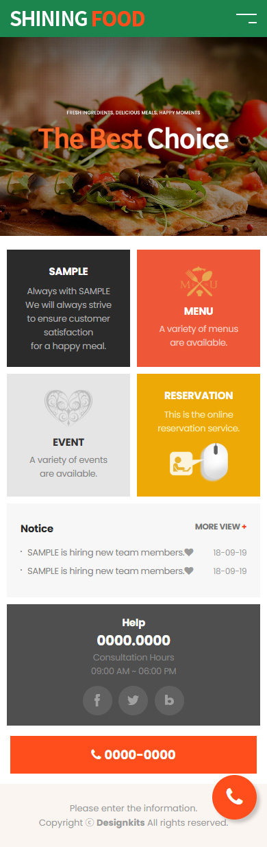 Restaurant & Food Service Website HTML Template mobile product image