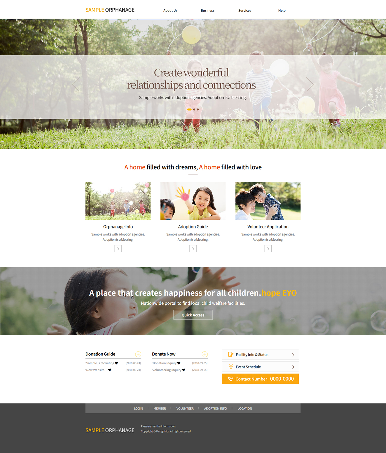 Child Care Center UI Template for Welfare & Nursery Services