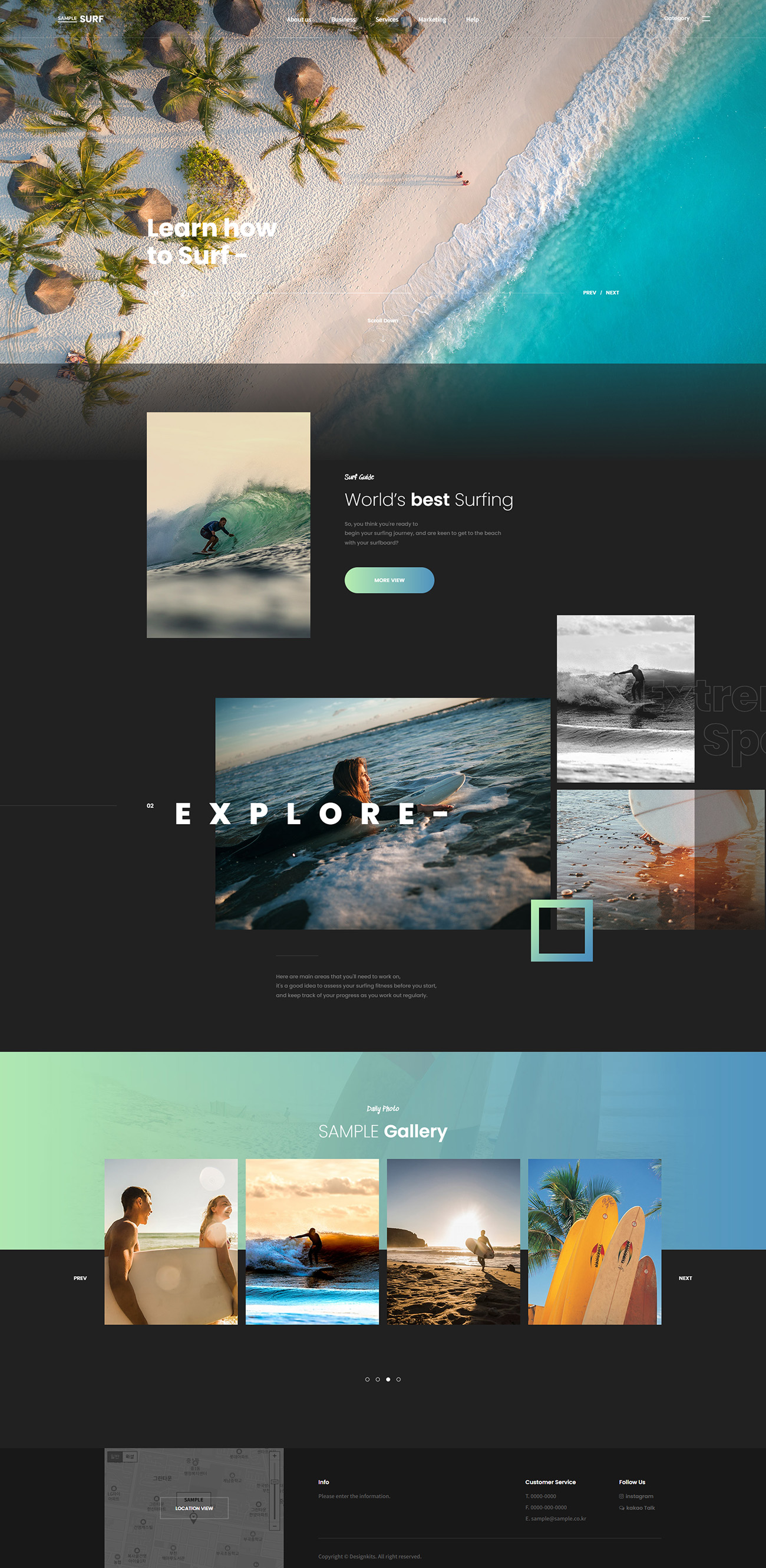 Surfing & Water Sports Activity Website HTML Template pc product image