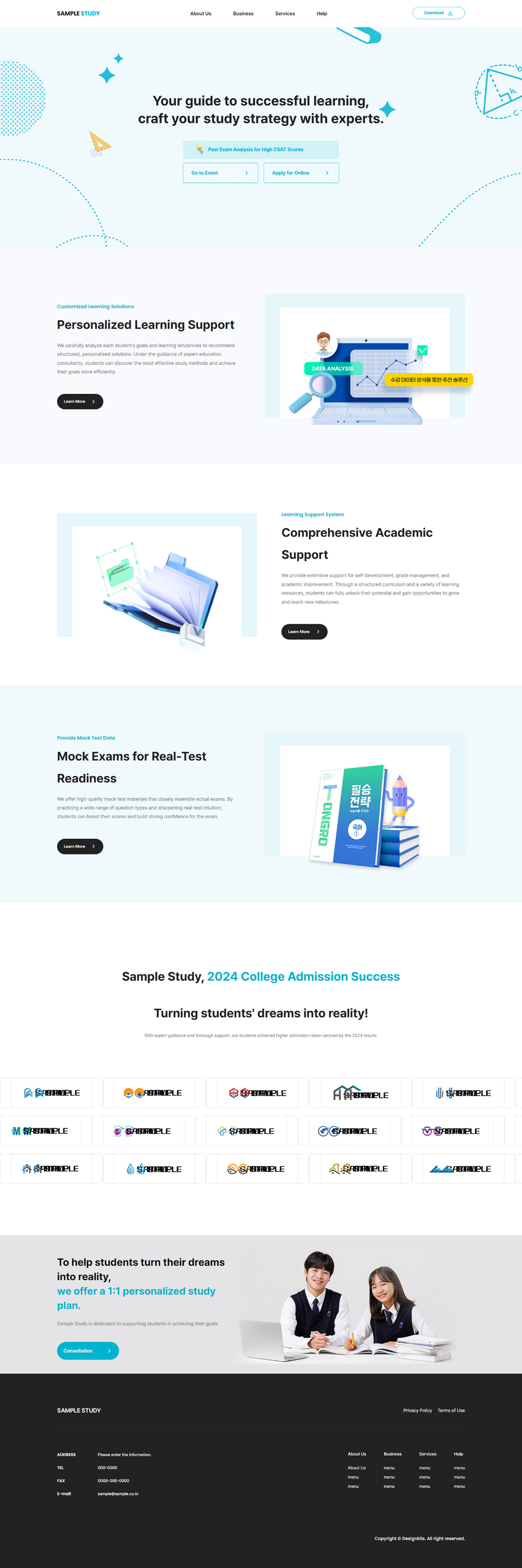 Education Website Template Academy Learning Center Responsive UI UX