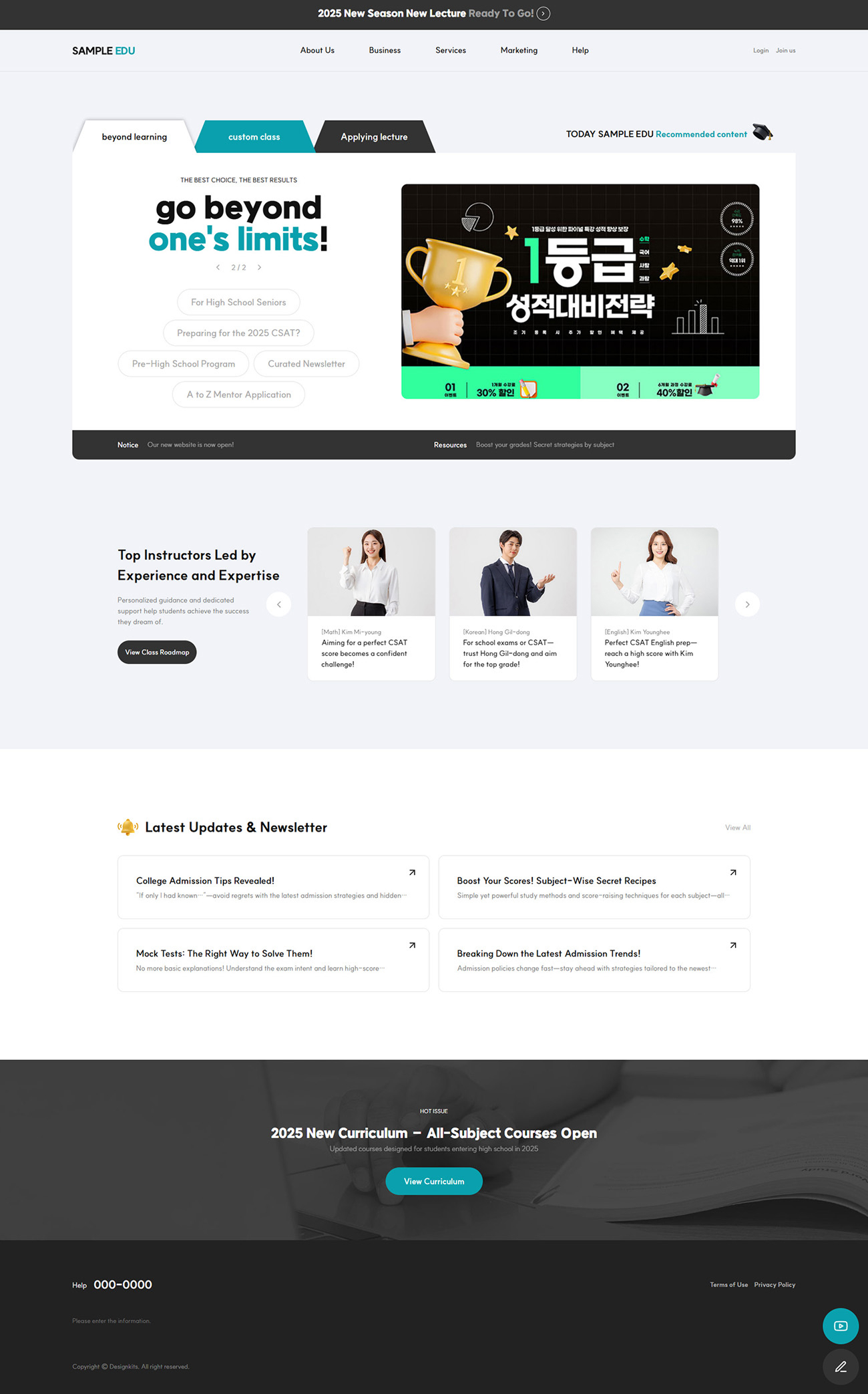 Education Website Template Online Academy CSAT Learning Platform Responsive UI UX