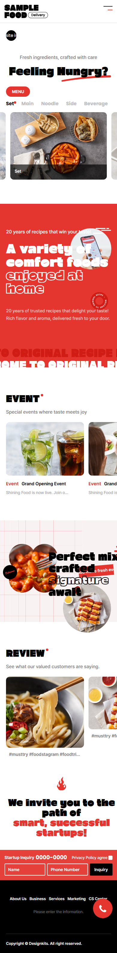 Modern Food Delivery & Restaurant Website Template for Franchises mobile product image