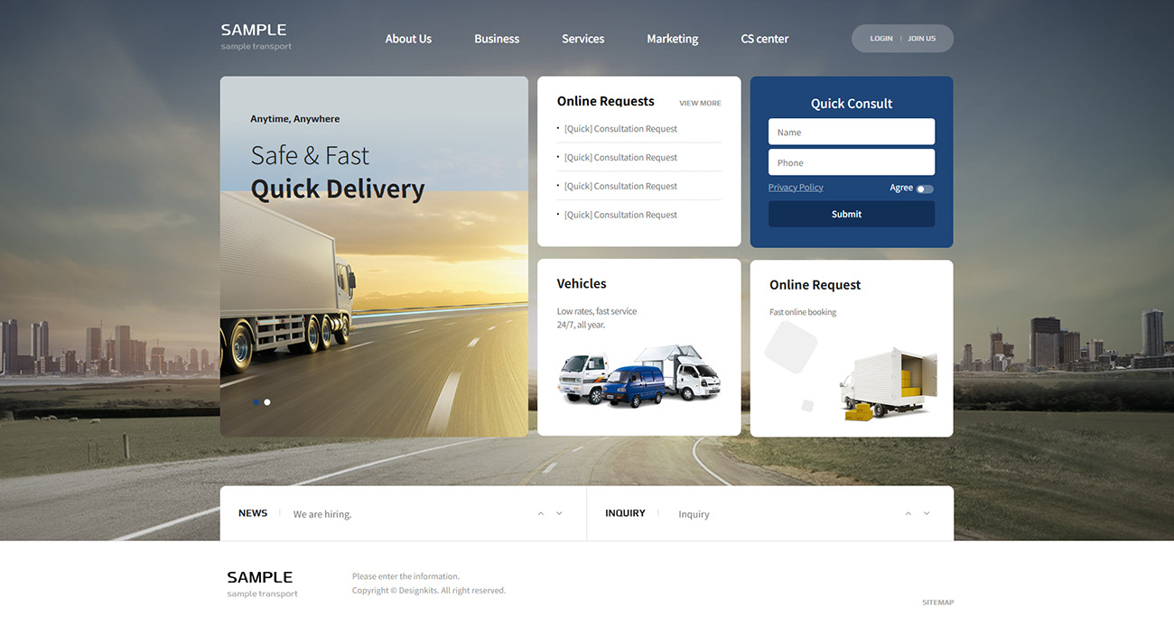 Logistics & Delivery Service Website HTML Template pc product image