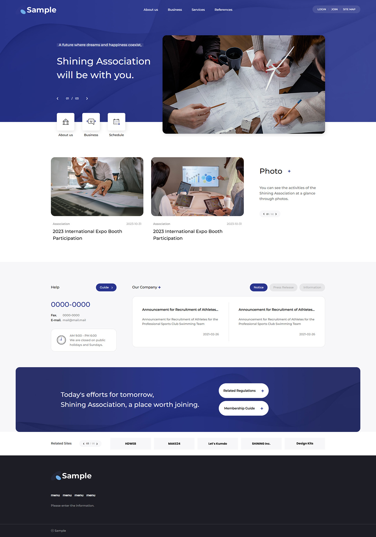 Modern Association Website UI Template with Events and Community