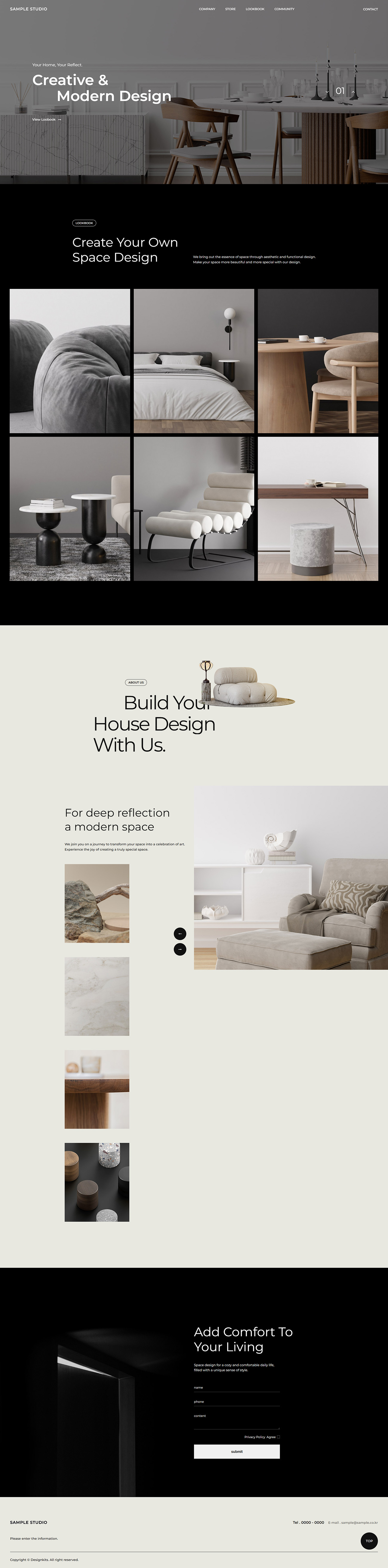 Interior Design Website Template Contemporary Home Interior Responsive UI UX
