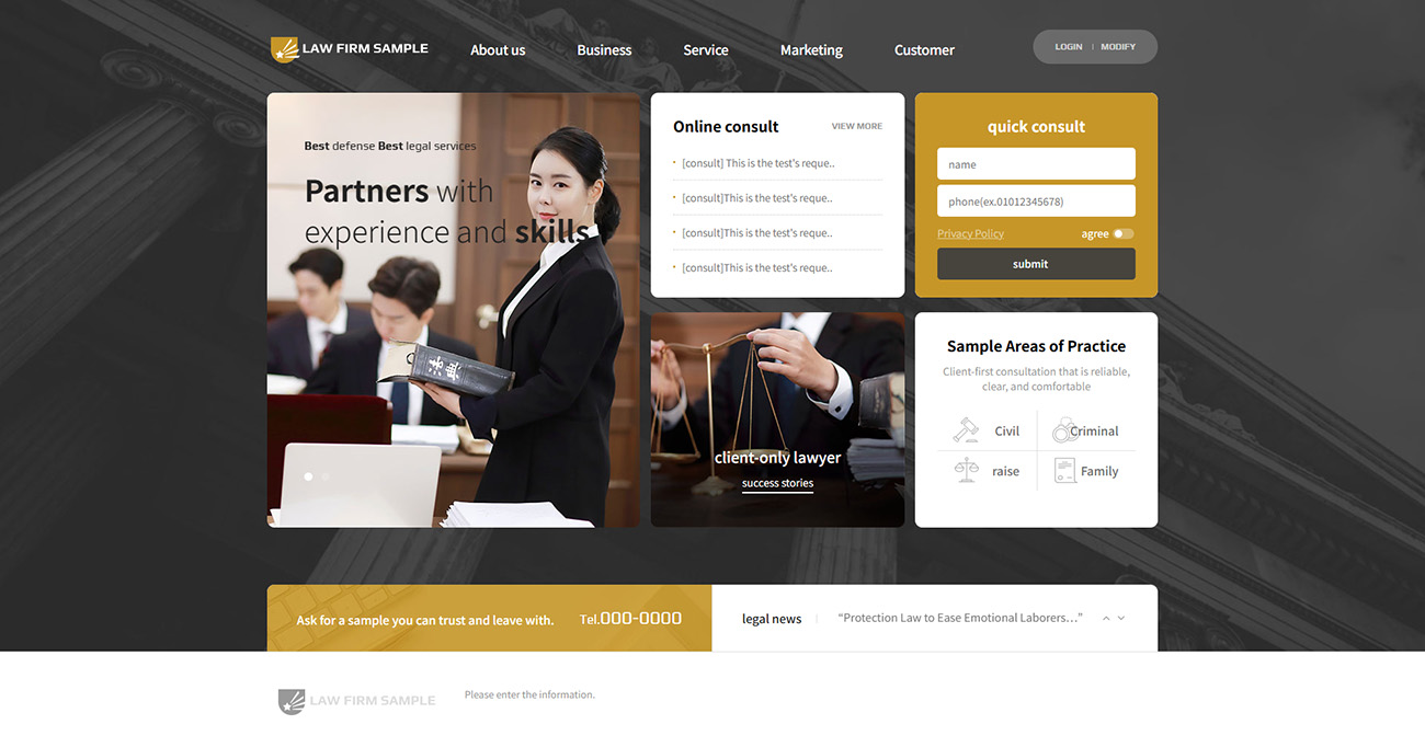 Law Firm & Legal Consultation Website HTML Template pc product image